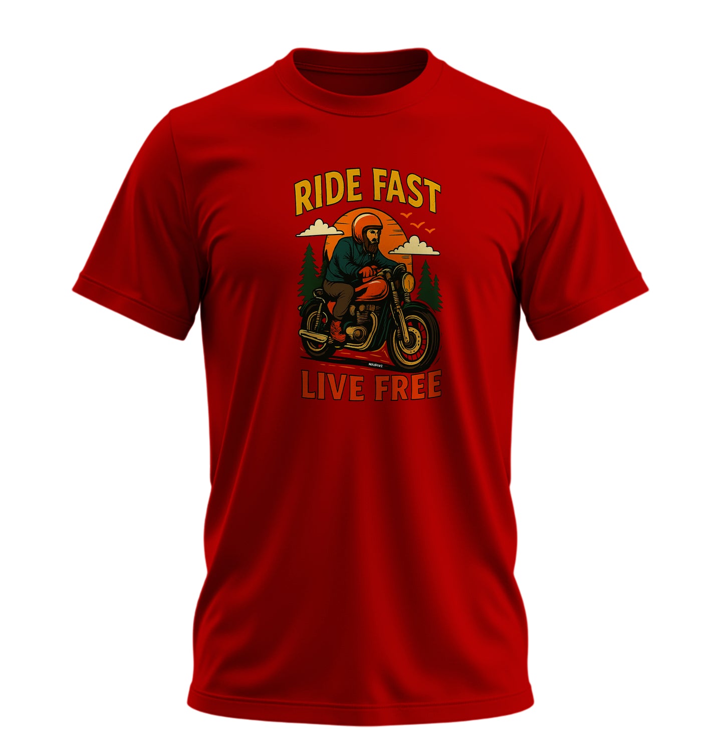Ride Fast - Live Free Motosiklet - 10 Farklı Renk - Unisex Rahat Kalıp Baskılı Tişört - Moto Garage Collection