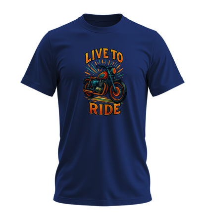Live To Ride Motosiklet - 10 Farklı Renk - Unisex Rahat Kalıp Baskılı Tişört - Moto Garage Collection