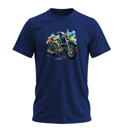 Suluboya Motosiklet - 10 Farklı Renk - Unisex Rahat Kalıp Baskılı Tişört - Moto Garage Collection