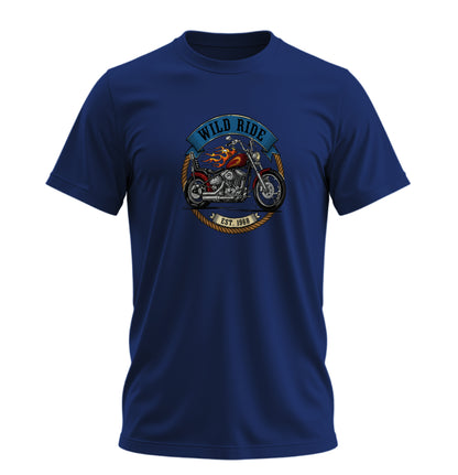 Wild Ride Motosiklet - 10 Farklı Renk - Unisex Rahat Kalıp Baskılı Tişört - Moto Garage Collection