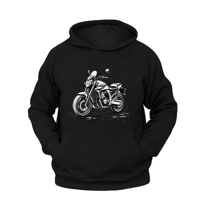 Siyah Adventure Motosiklet Hoodie – Şardonlu Kalın Unisex Motosiklet Kapüşonlu Sweatshirt - Hoodie Collection