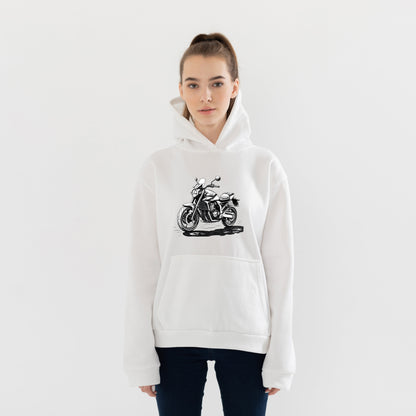 Siyah Adventure Motosiklet Hoodie – Şardonlu Kalın Unisex Motosiklet Kapüşonlu Sweatshirt - Hoodie Collection
