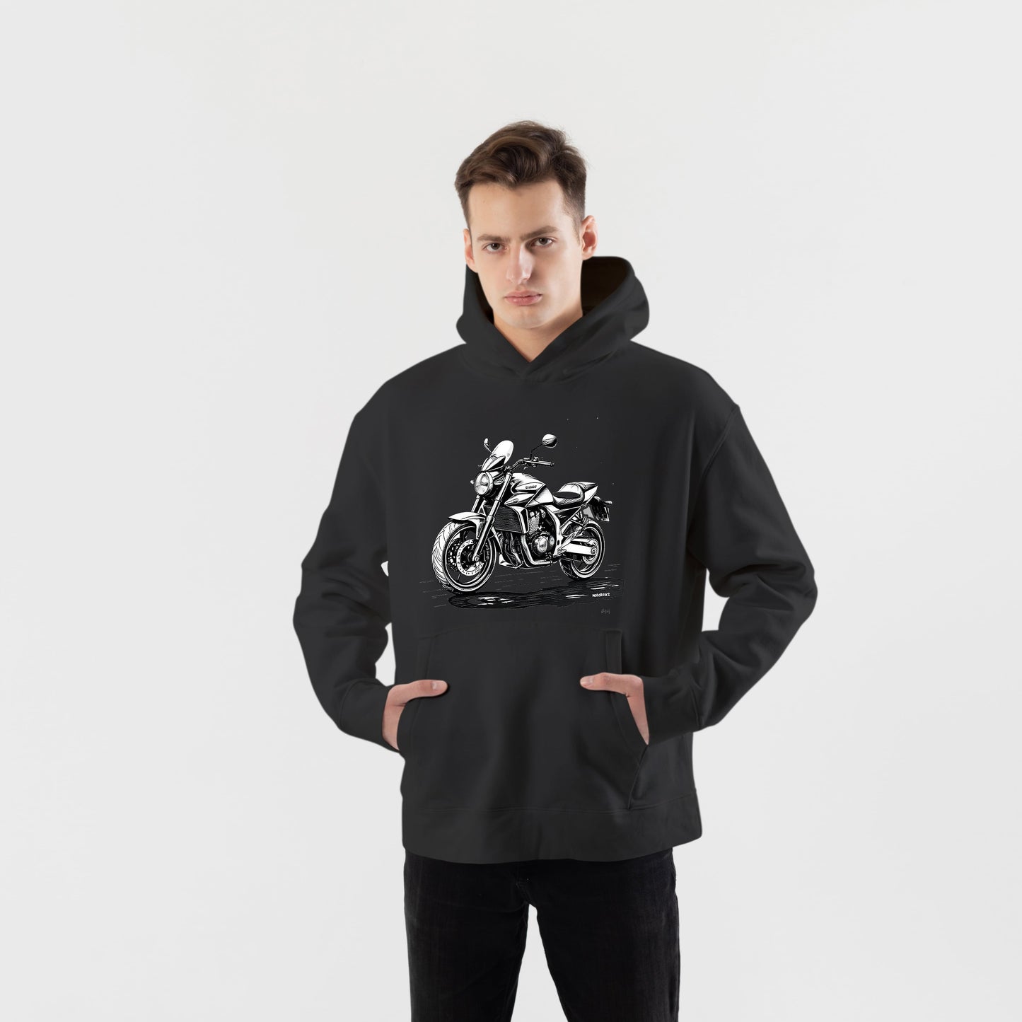 Siyah Adventure Motosiklet Hoodie – Şardonlu Kalın Unisex Motosiklet Kapüşonlu Sweatshirt - Hoodie Collection
