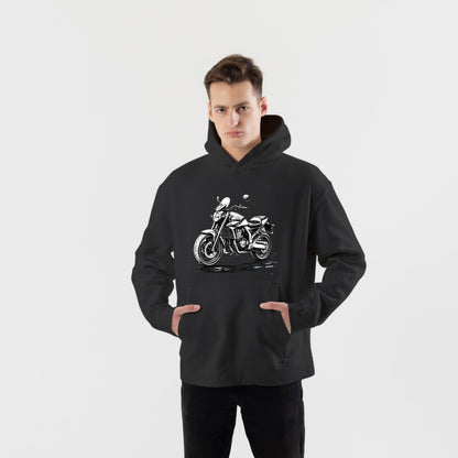 Siyah Adventure Motosiklet Hoodie – Şardonlu Kalın Unisex Motosiklet Kapüşonlu Sweatshirt - Hoodie Collection