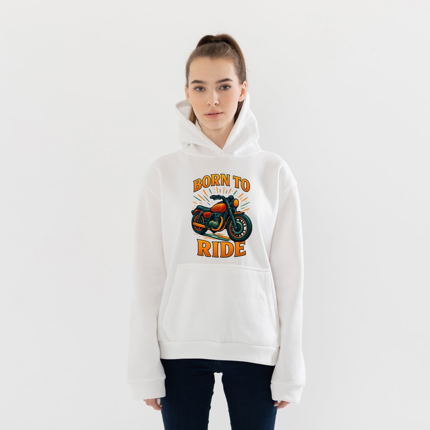 Born to Ride Motosiklet Hoodie – Şardonlu Kalın Unisex Motosiklet Kapüşonlu Sweatshirt - Hoodie Collection