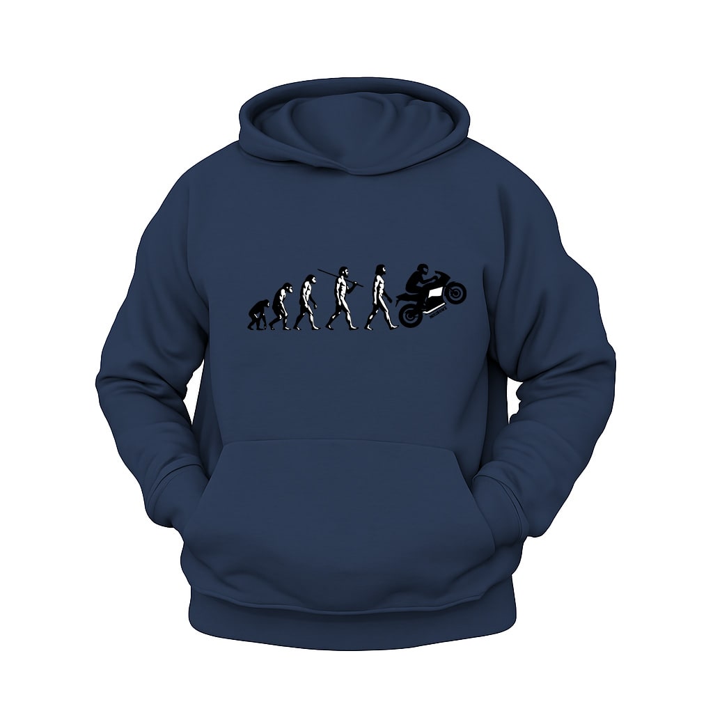 Bir Motorcunun Evrimi Motosiklet Hoodie – Şardonlu Kalın Unisex Motosiklet Kapüşonlu Sweatshirt - Hoodie Collection
