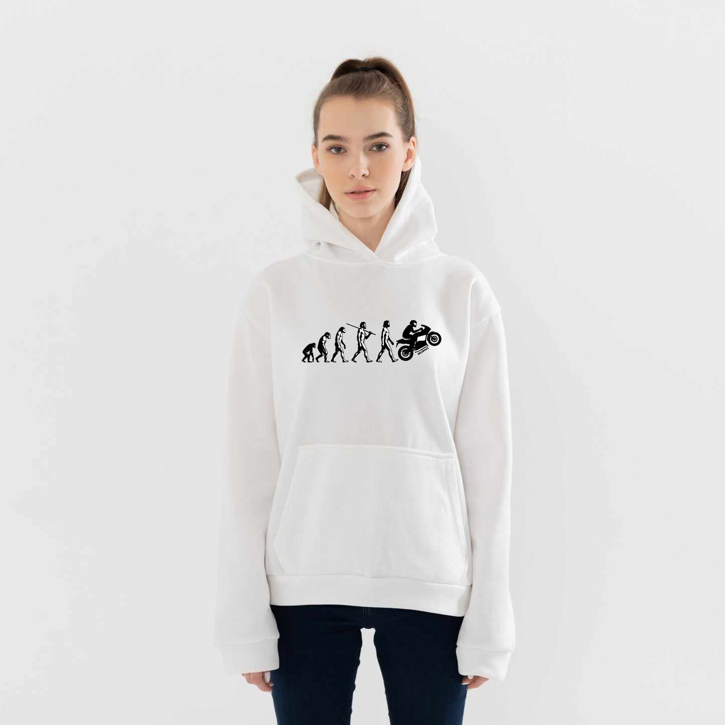 Bir Motorcunun Evrimi Motosiklet Hoodie – Şardonlu Kalın Unisex Motosiklet Kapüşonlu Sweatshirt - Hoodie Collection