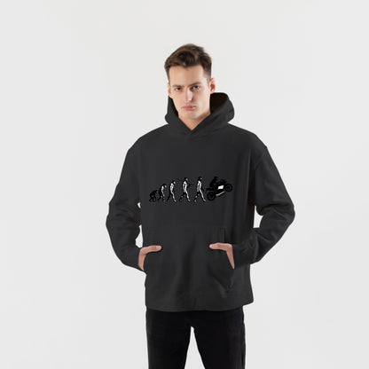 Bir Motorcunun Evrimi Motosiklet Hoodie – Şardonlu Kalın Unisex Motosiklet Kapüşonlu Sweatshirt - Hoodie Collection