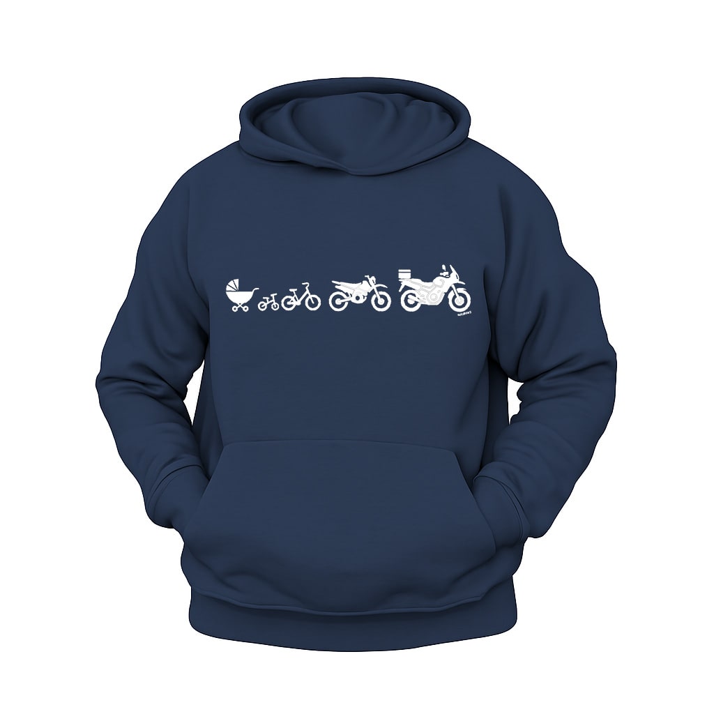 Bir Motosikletin Evrimi Hoodie – Şardonlu Kalın Unisex Motosiklet Kapüşonlu Sweatshirt - Hoodie Collection