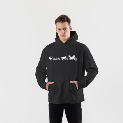 Bir Motosikletin Evrimi Hoodie – Şardonlu Kalın Unisex Motosiklet Kapüşonlu Sweatshirt - Hoodie Collection