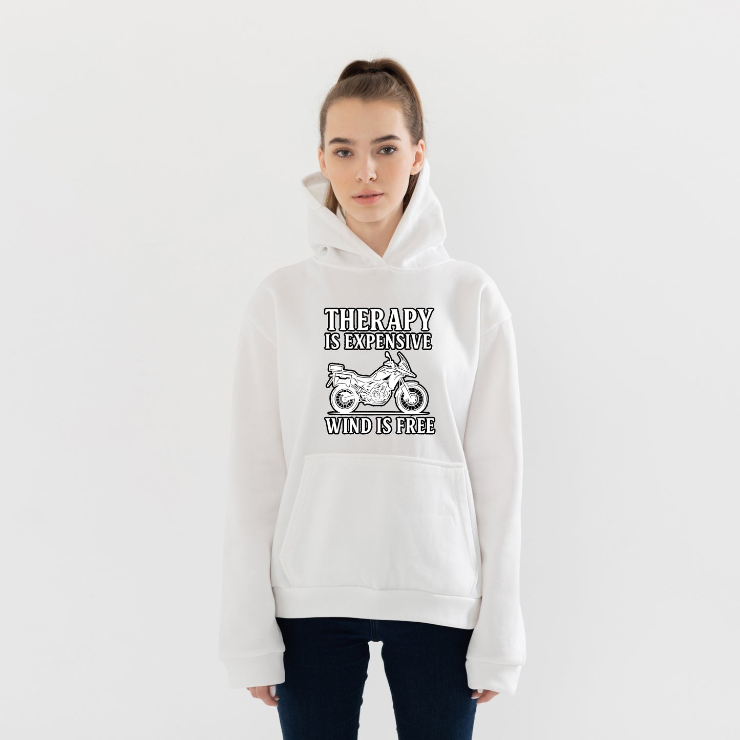 Therapy is Expensive, Wind is Free Hoodie – Şardonlu Kalın Unisex Motosiklet Kapüşonlu Sweatshirt - Hoodie Collection