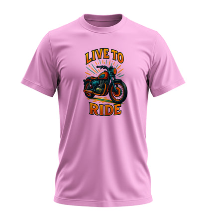 Live To Ride Motosiklet - 10 Farklı Renk - Unisex Rahat Kalıp Baskılı Tişört - Moto Garage Collection