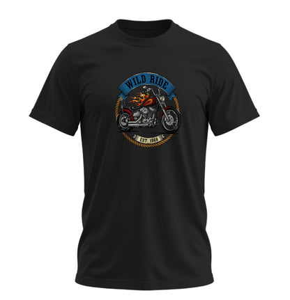 Wild Ride Motosiklet - 10 Farklı Renk - Unisex Rahat Kalıp Baskılı Tişört - Moto Garage Collection