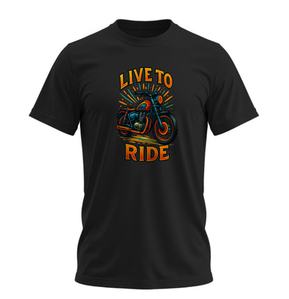 Live To Ride Motosiklet - 10 Farklı Renk - Unisex Rahat Kalıp Baskılı Tişört - Moto Garage Collection