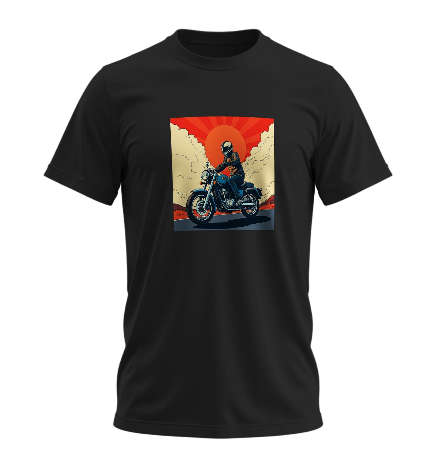 Akşam Motoru Motosiklet - 10 Farklı Renk - Unisex Rahat Kalıp Baskılı Tişört - Moto Garage Collection