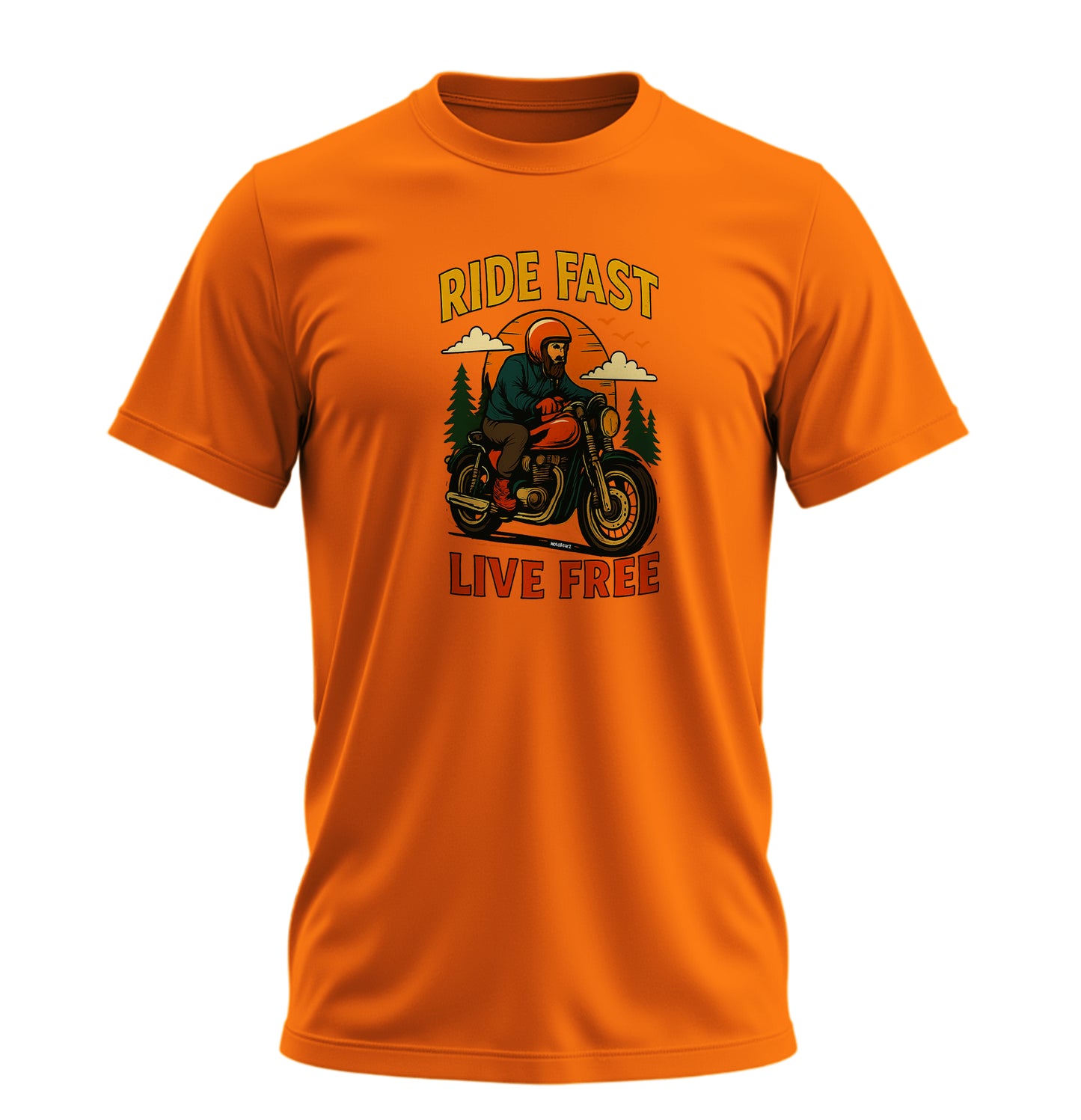 Ride Fast - Live Free Motosiklet - 10 Farklı Renk - Unisex Rahat Kalıp Baskılı Tişört - Moto Garage Collection