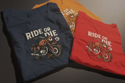 Ride or Die - 10 Farklı Renk - Unisex Rahat Kalıp Baskılı Tişört - Moto Garage Collection